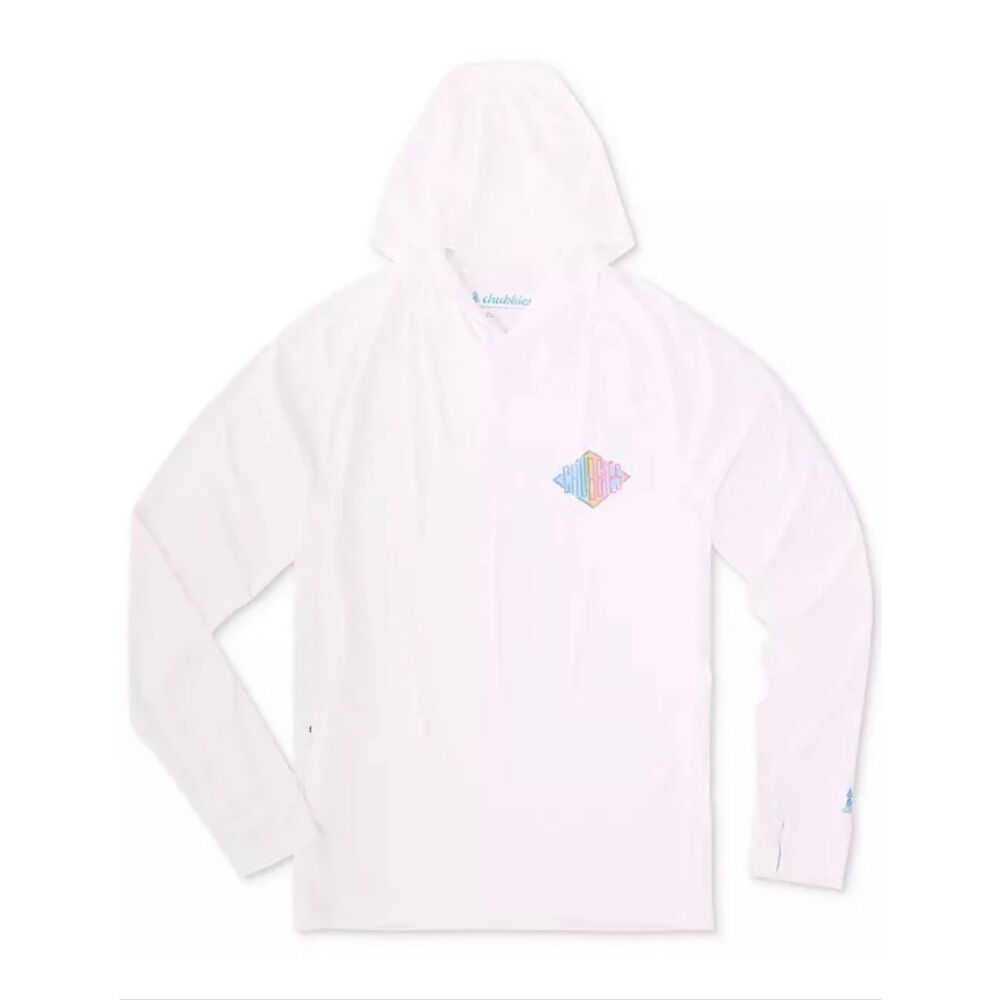 Chubbies Reflector Print Long-Sleeve Hooded Sun T-Shirt Pure White Small